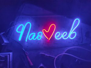 "Make a statement with bespoke LED neon name decoration prints."